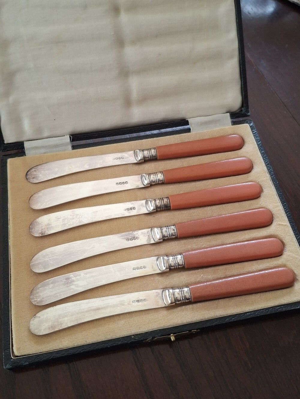 Vintage Orange-Handled Butter/Cheese Knife Set Of 6
